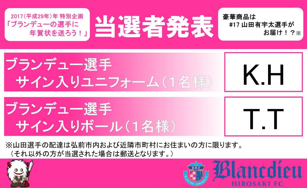 年賀状当選者発表